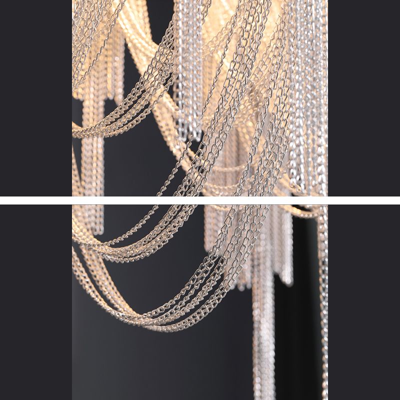 Modern Tassel Circular Pendant Light Metal Indoor Hanging Lamp with Aluminium Chain