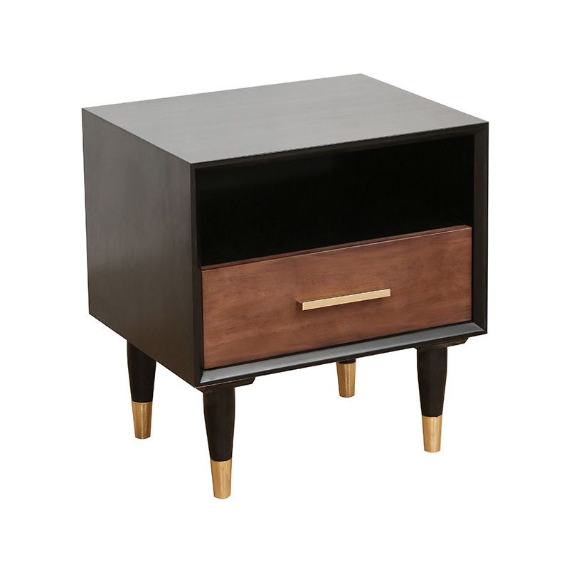 Solid Wood Accent Table Nightstand Contemporary Bedside Cabinet for Bedroom