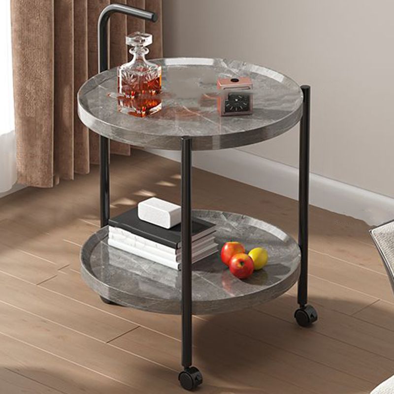 Black Metal 3 Legs Side Table Modernistic Sofa Side Accent Table with Shelf