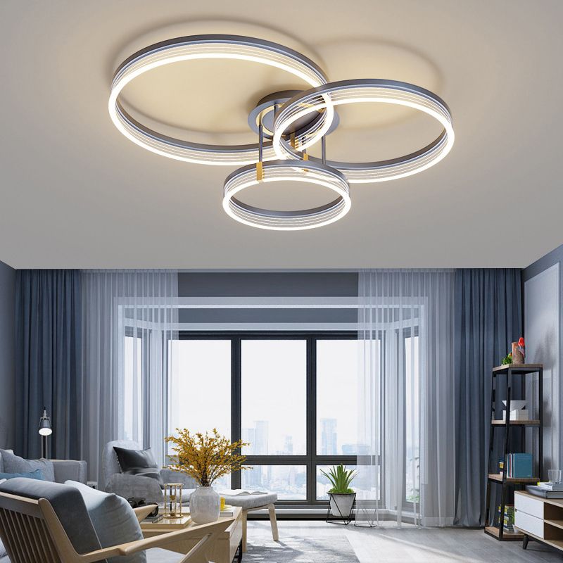 Metal Geometric Semi Flush Light Simple Semi Flush Chandelier Lighting