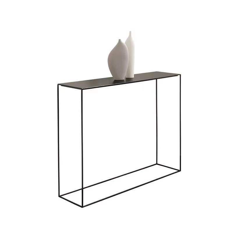 Contemporary Iron Accent Table with Frame Base and Rectangle Top