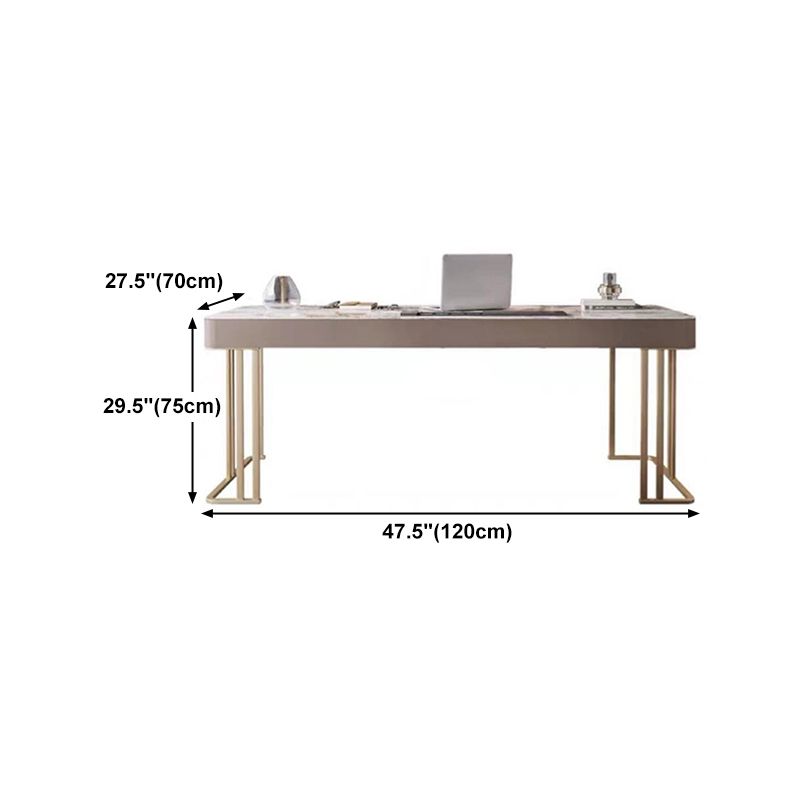 Glam Curved Writing Desk Cable Management Office Desk with 3 drawers