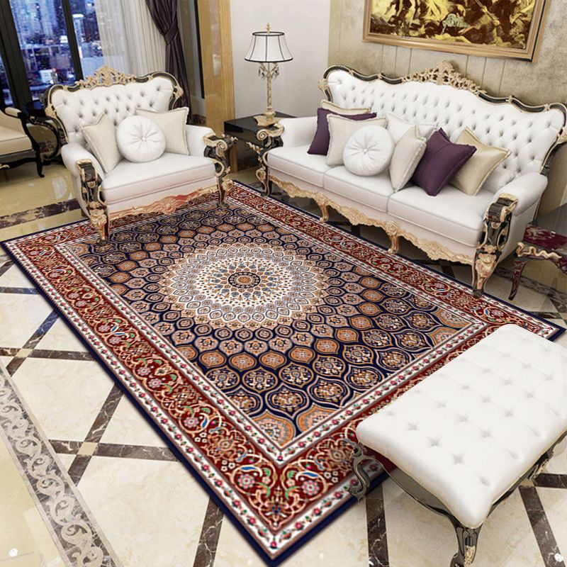 Moroccan Medallion Print Rug Antique Carpet Polyester Stain Resistant Area Rug for Living Room