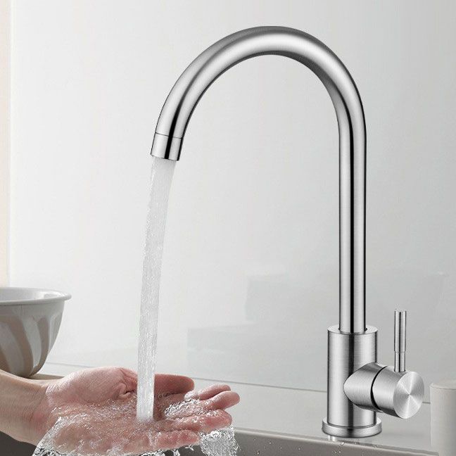 Modern Kitchen Sink Faucet Stainless Steel with Handles and Supply Lines Kitchen Faucet