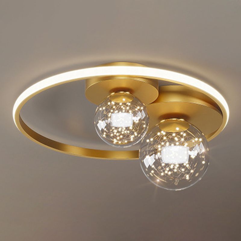 Geometric Shade 3-Lights Flush Mount Modern Style Flush Mount Ceiling Lighting Fixture in Gold