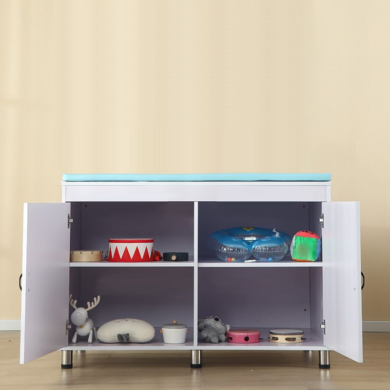 Modern Wooden Changing Table Dresser with Cabinet and Pad, 2-in-1 Changing Table