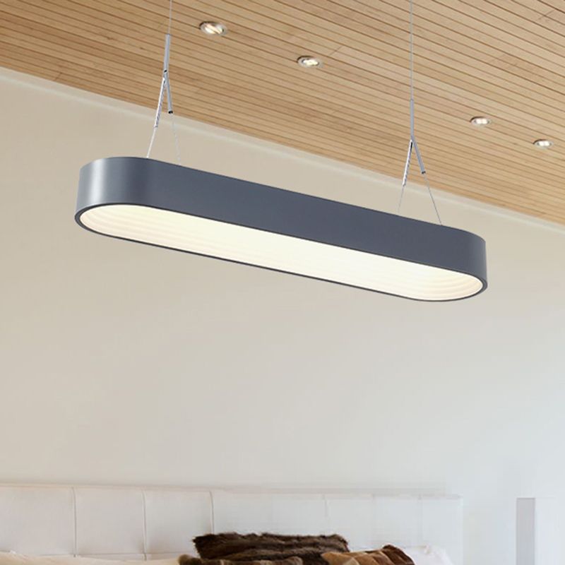 Luminaire pendant elliptique nordique métal métal blanc / gris plafonnier plafond pour salle à manger, 33,5 "/ 47" de large