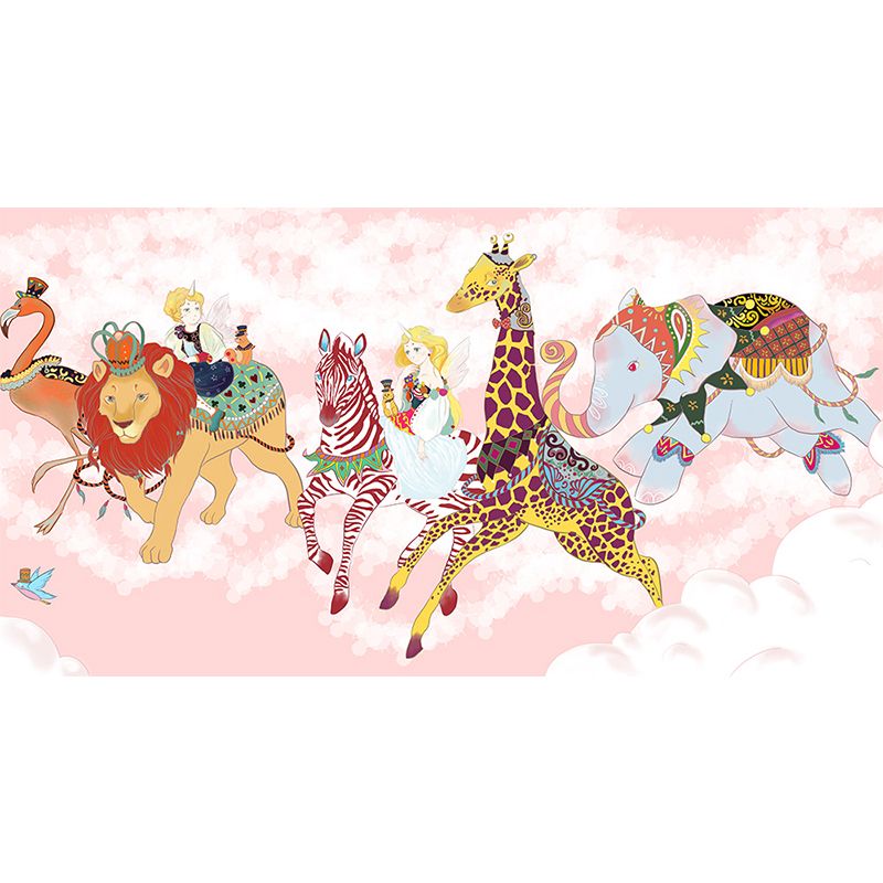 Delightful Cartoon Animals Wall Mural for Kids Room Spring Wall Decor, Customised