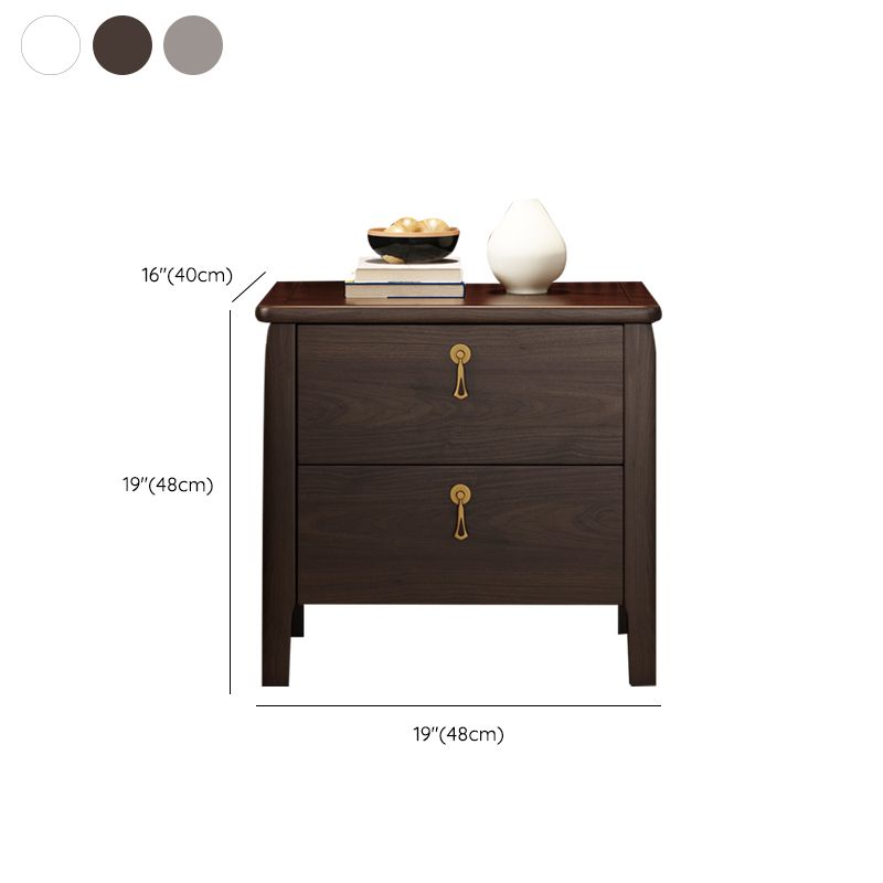 2 - Drawer Contemporary Accent Table Nightstand Antique Finish Bed Nightstand