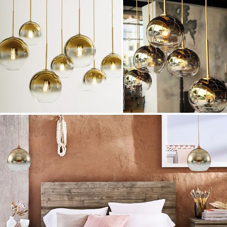 Modern Style Spherical Shape Pendant Lighting Glass 1 Light Pendant Light for Restaurant