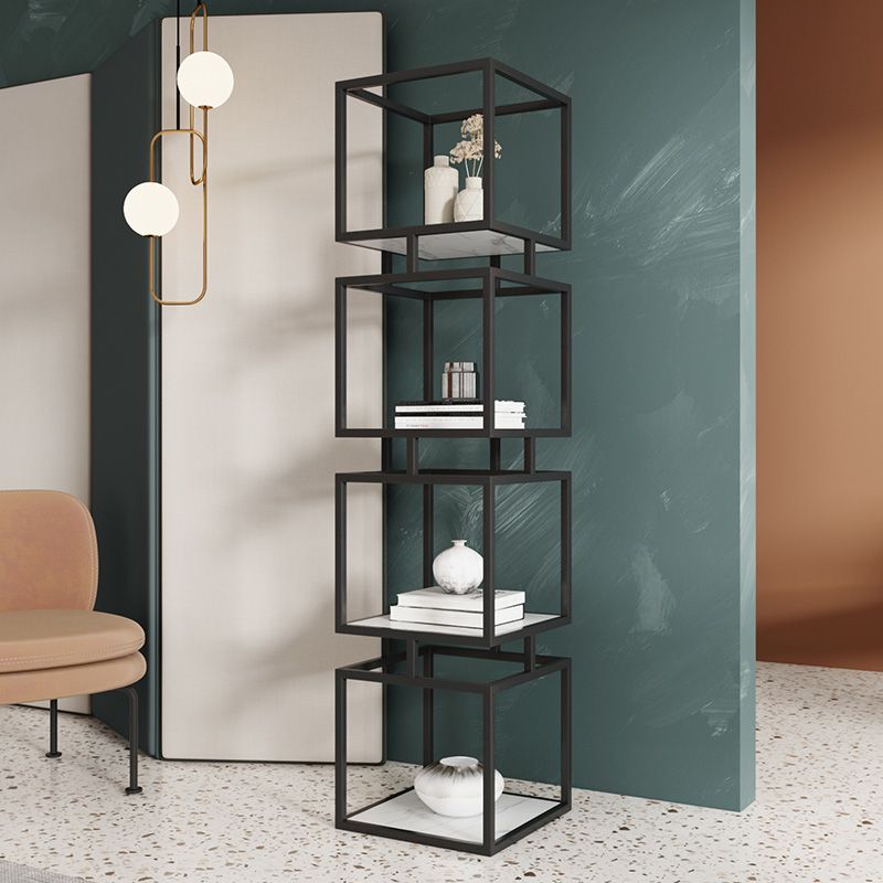 Industrial Metal Open Back Bookshelf Vertical Bookshelf for Living Room