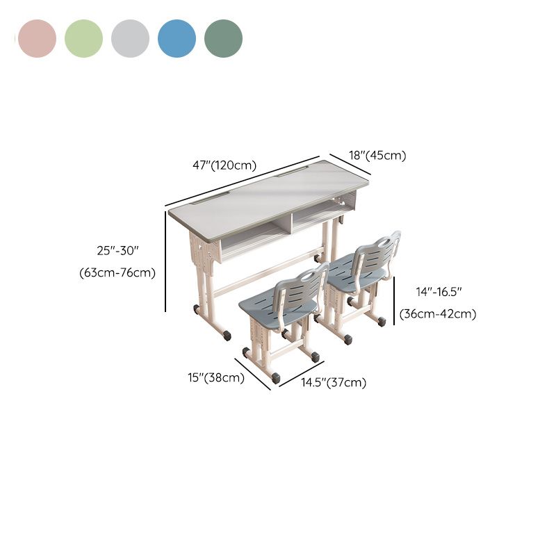 Student Desk with Side Storage Bag and Hook in Wood and Metal