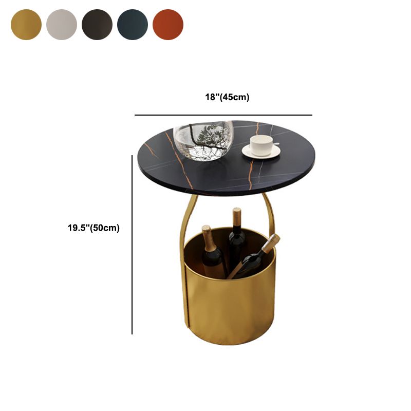 20 Inch H Night Table Open Storage Metal Stone Top Modern Bed Nightstand