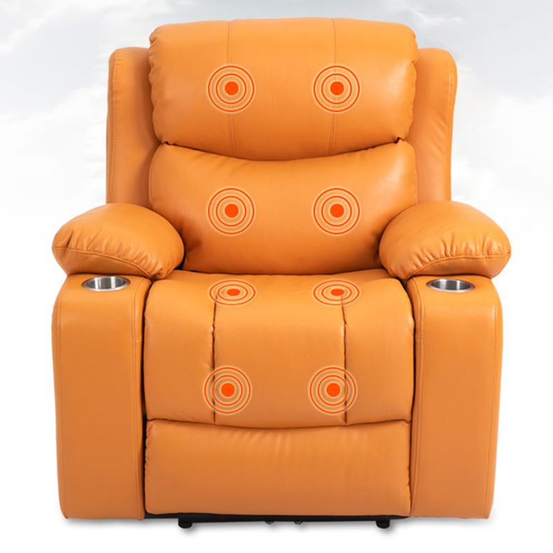 Traditional Leather Recliner Standard Recliner with Massage and Storage