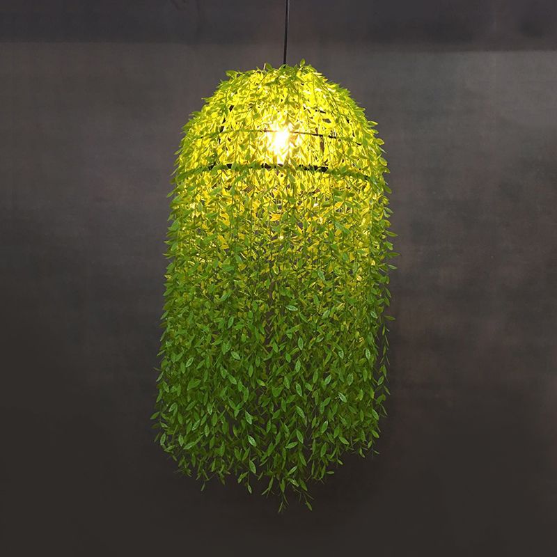 Groene 1 bol hanglamp Antiek metalen planten LED plafond Hang armatuur voor restaurant