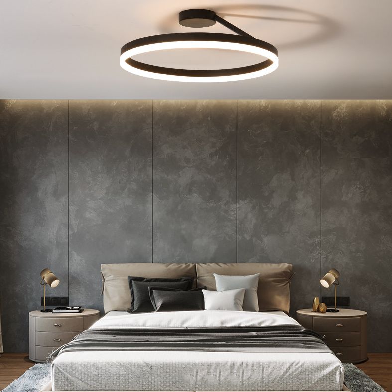 Modern Minimalist Circles LED Ceiling Light Acrylic Lampshade Flush Mount Lamp for Study Room Bedroom