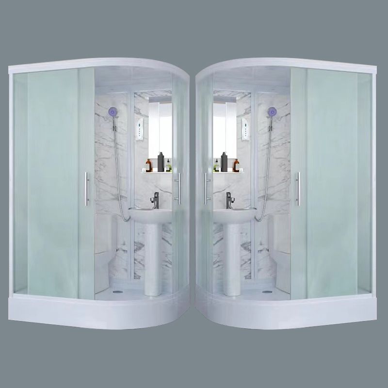 Sliding Shower Enclosure Framed Shower with Tempered Glass in White without Toilet