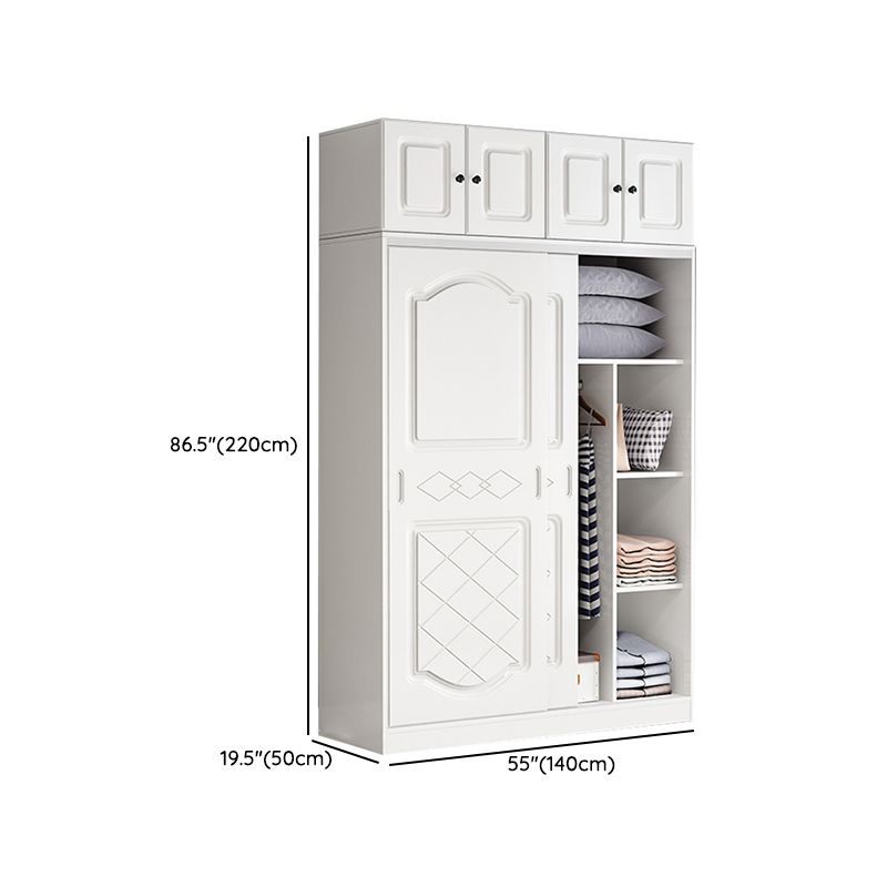 Contemporary White Coat Locker Solid Wood Closet with1 Sliding Door