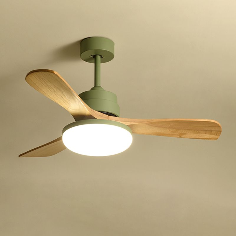 Nordic Style LED Ceiling Fan 3-Blade Fan Lighting with Wood for Dining Room