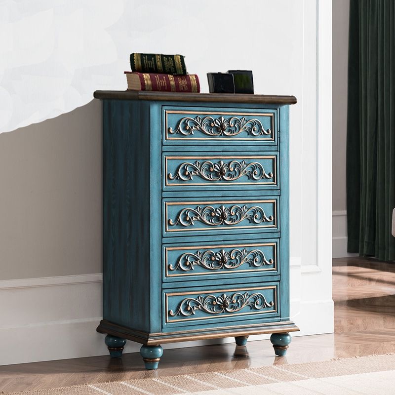 Traditional Vertical Chest Wooden Storage Chest with Drawers for Bedroom