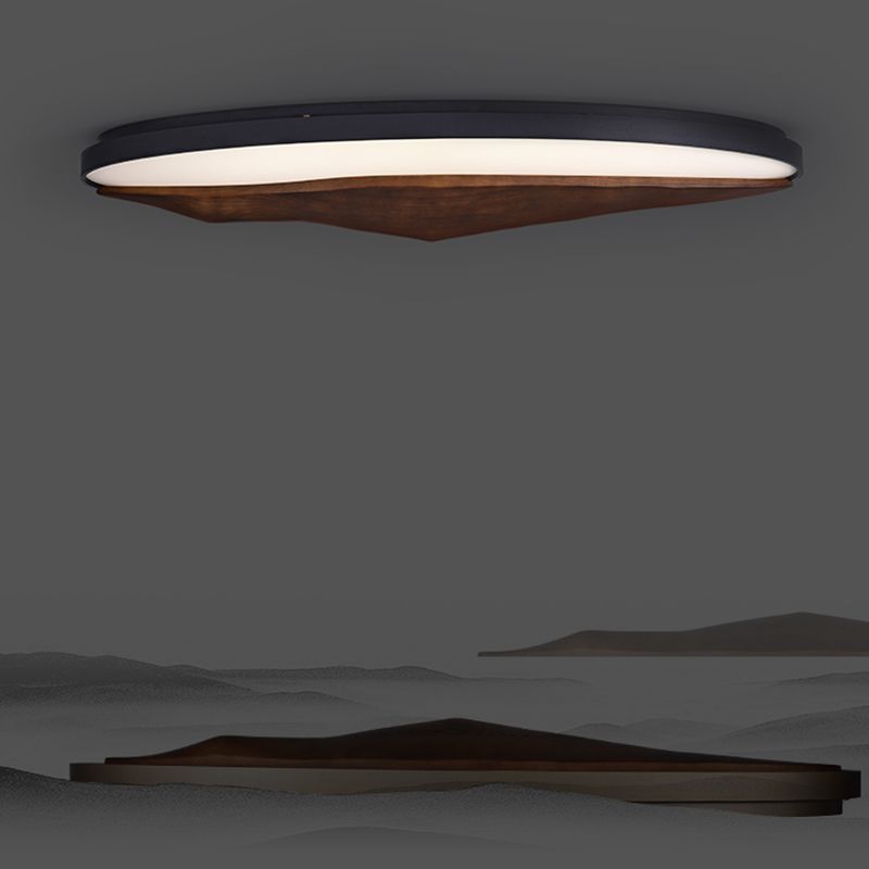 Modern Acrylic Shade Flush Mount Lamp Wooden Flush Mount Ceiling Fixture for Living Room