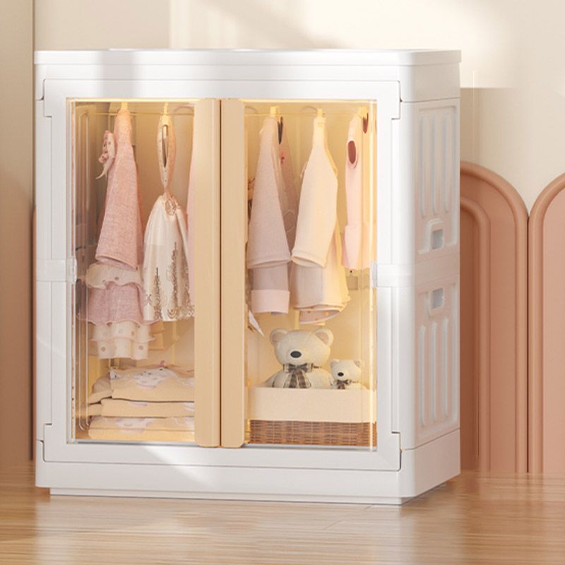 Modern Style Plastic Kids Closet Bedroom Youth Armoire with Garment Rod