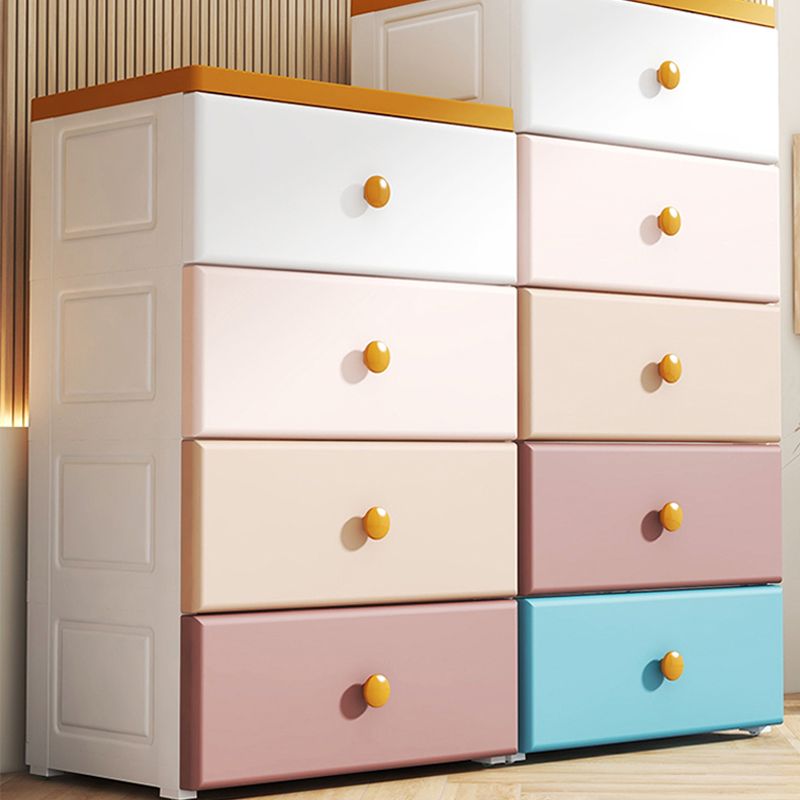 17.55-inch W Modern Chest Nursery Dresser Plastic Kids Nightstand with 5 Drawers