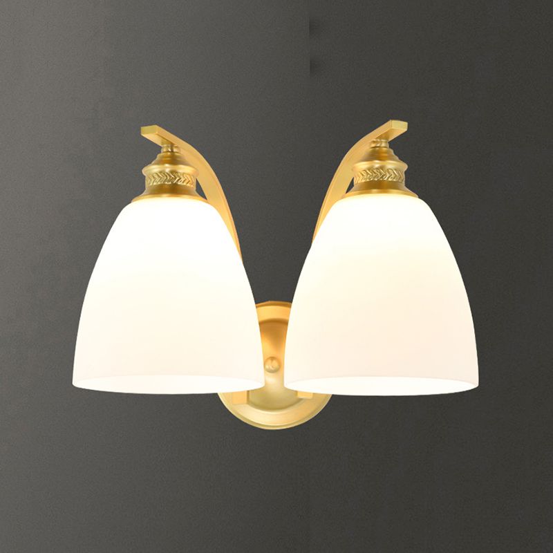 Modern Bell Vanity Lamp Glass Vanity Wall Lights in White for Bathroom