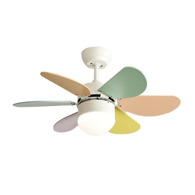 Nordic Style Wooden Ceiling Fan Lamp Colorful Ceiling Fan Light for Children's Room