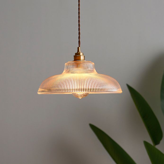 Retro Industrial 1 Light Pendant Prismatic Clear Glass Dome Pendant Lamp for Coffee Shop