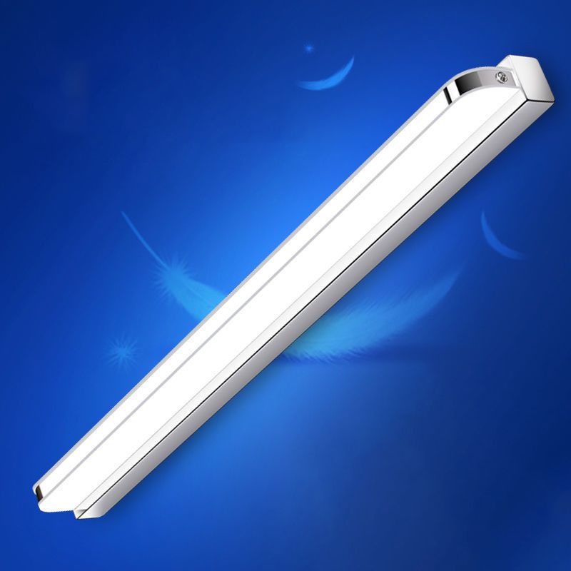 Modern Linear Wall Light Fixture Metal 1 Light LED Mirror Light in Silver