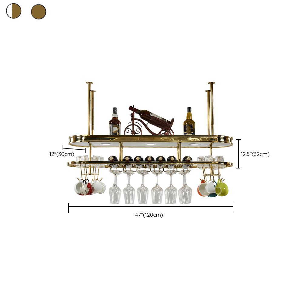 Glam Hanging Wine Rack Metal Wine Bottle & Glass Rack for Bar