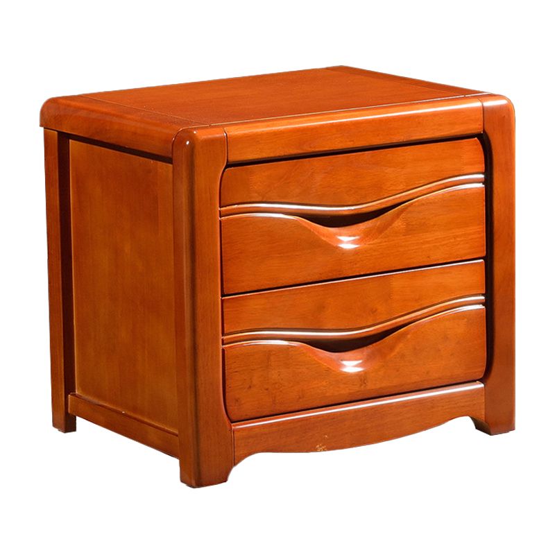 Solid Wood Bed Nightstand Traditional Bedside Cabinet with Drawers