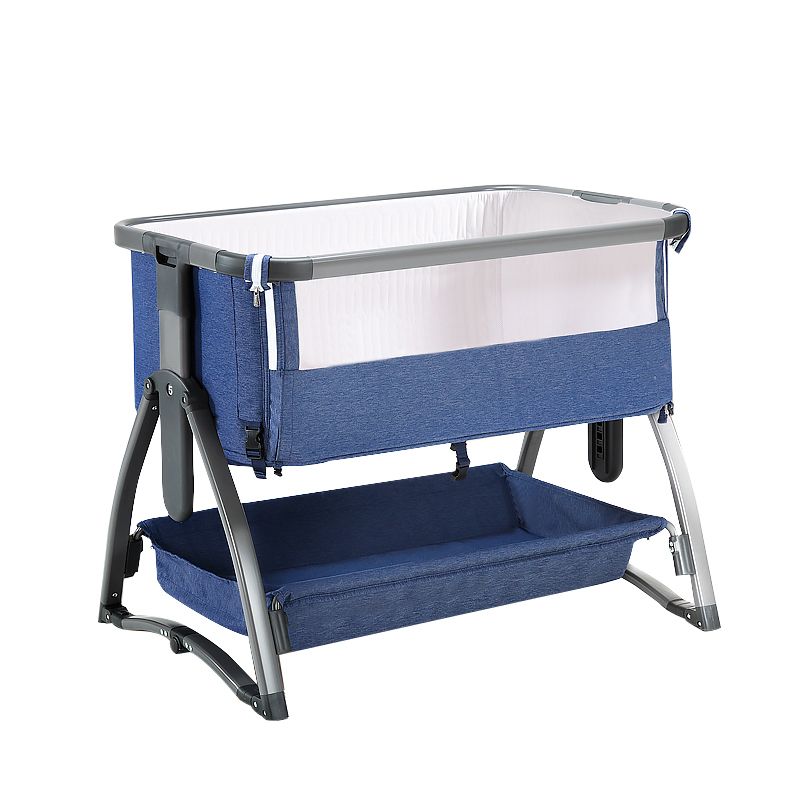 Gliding and Adjustable Metal Bassinet Oval Cradle with 4 Wheels and Storage Shelf