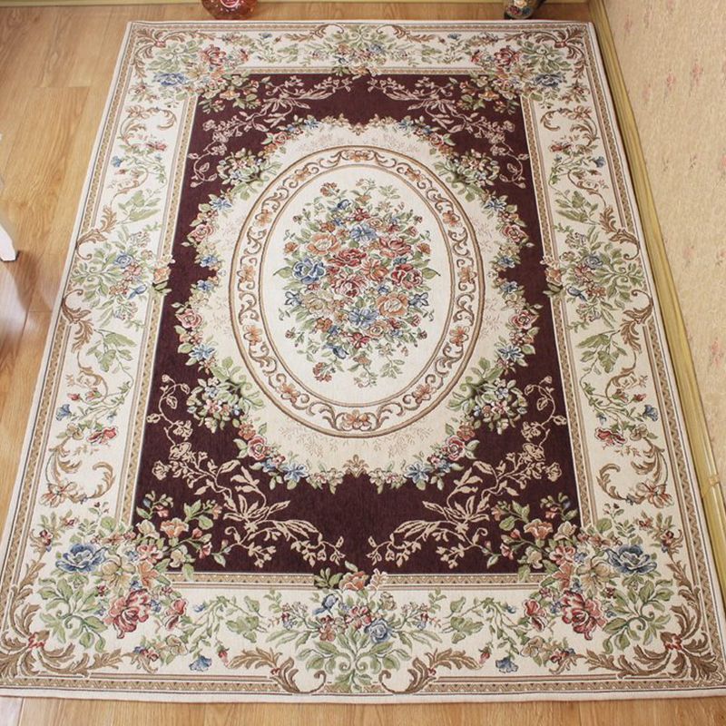 Bud Printed Rug Polyester Traditional Indoor Rug Anti-Slip Washable Pet Friendly Area Rug for Living Room