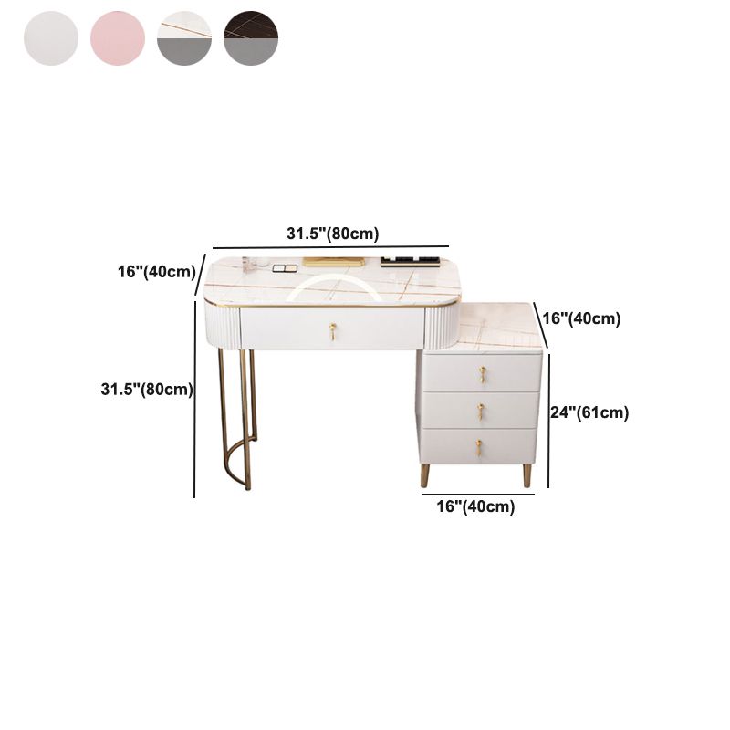 Stone Top Makeup Vanity Desk Table Metal and Engineered Wood Dresser