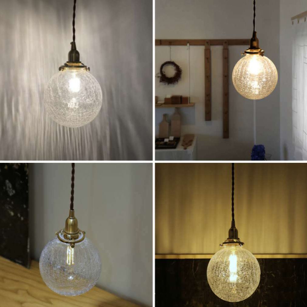 Koper koperen hanglamp in industriële stijl Crackle Glass Globe hangende lamp voor binnenruimtes