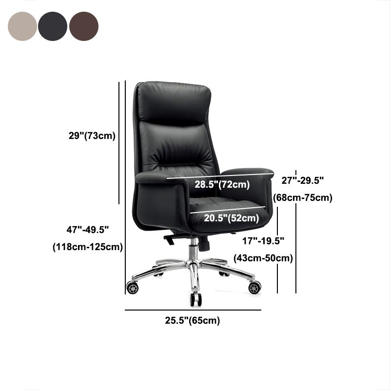 Executive Swivel Office Chair Modern Faux Leather Arm Chair with Wheels