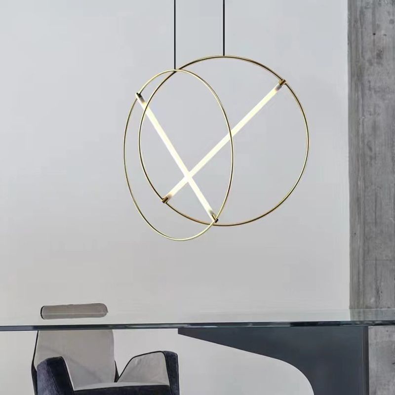 Simplicity Loop Shaped Pendant Lighting Acrylic Dining Room LED Down Light in Gold