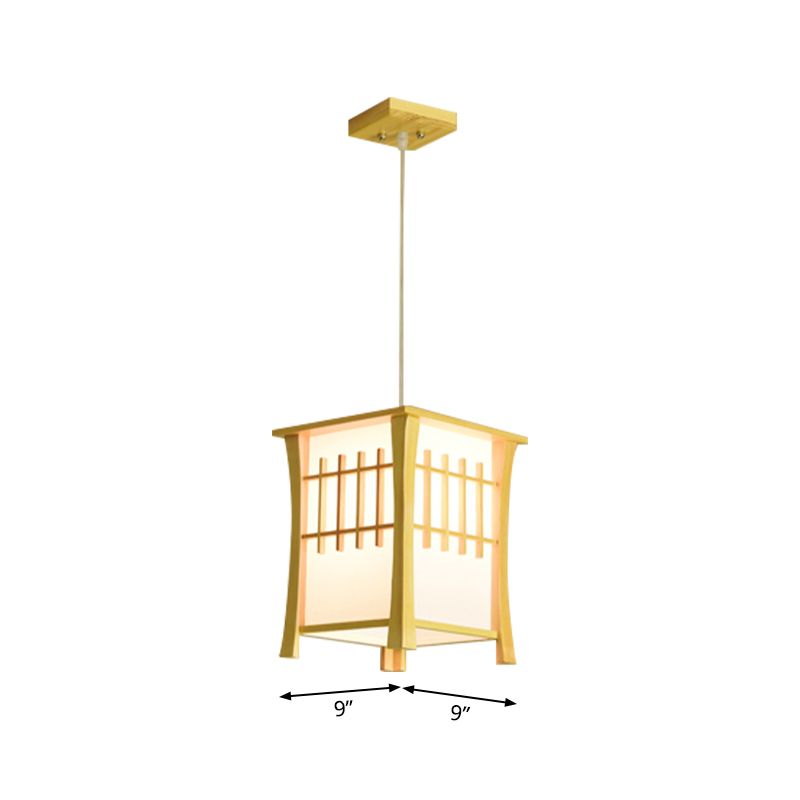 Tea Station Lodge Ceiling Pendant Wood and Paper 1 Light Japanese Style Beige Hanging Light