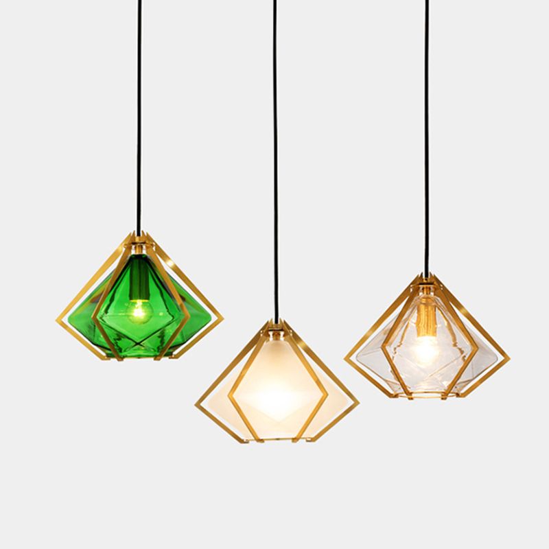 Geometry Shape Glass Hanging Ceiling Light Modern Style 1 Light Pendant Light