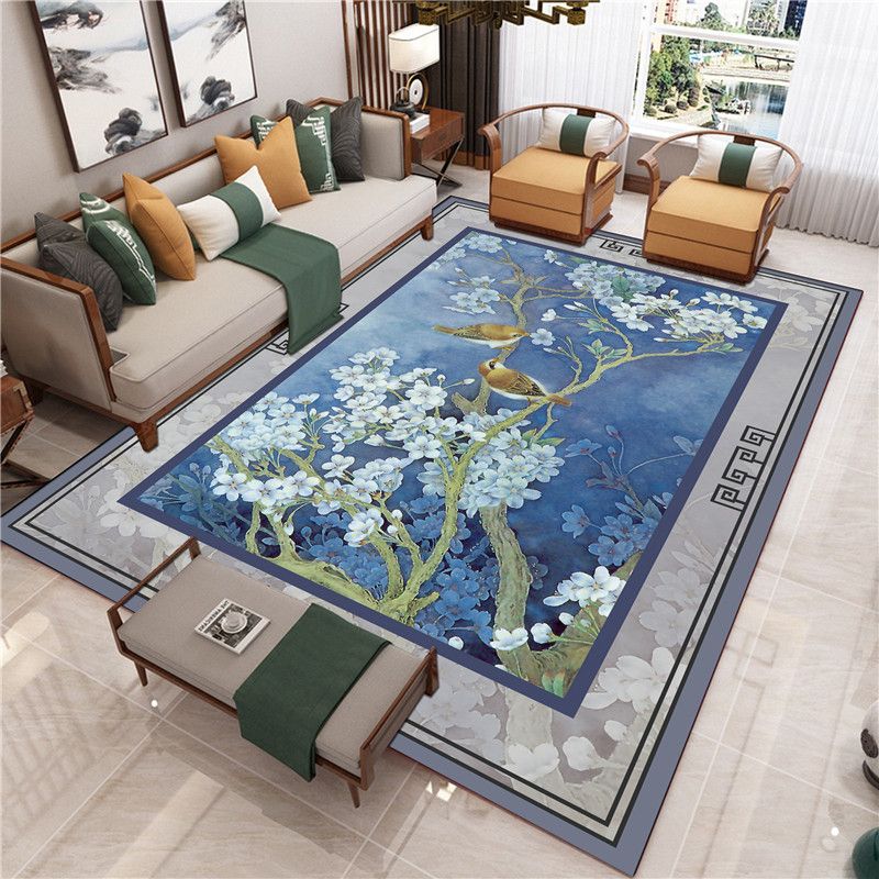 Dark Color Home Decoration Carpet Shabby Chic Antique Printed Area Rug Polyester with Non-Slip Backing Rug