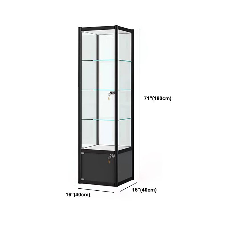 Modern Black China Cabinet Metal Curio Cabinet with Glass Shelves