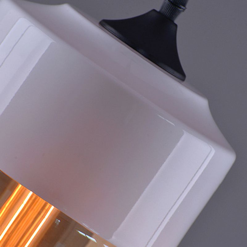 Lámpara colgante de vidrio transparente de 1 luz, luz colgante industrial contemporánea con tapa de metal