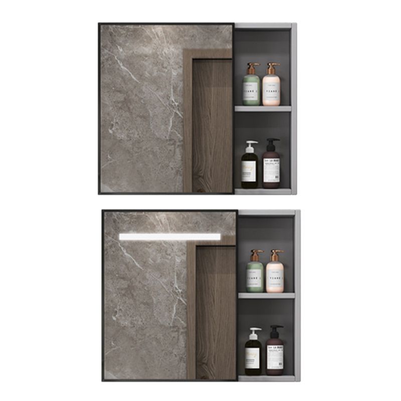 Single Sink Bathroom Vanity Rectangle Grey Wall Mount Bath Vanity Set with Mirror