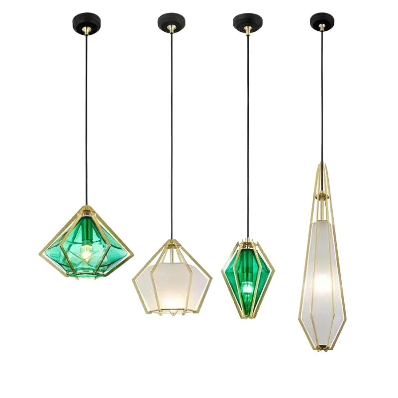 Geometry Shape Glass Hanging Ceiling Light Modern Style 1 Light Pendant Light