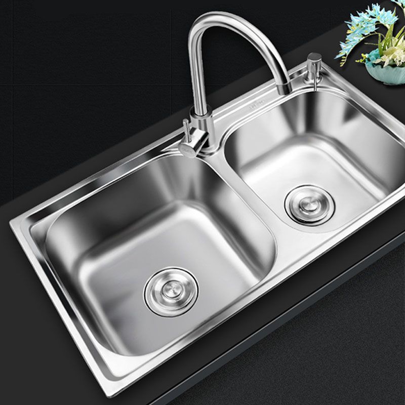 Classic Style Kitchen Sink Stainless Steel Kitchen Sink with Drain Strainer Kit