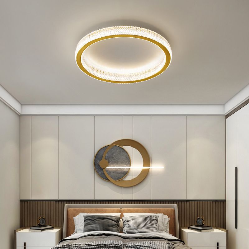 Golden Single Flush Mount Lighting Circle LED Ceiling Light for Living Room