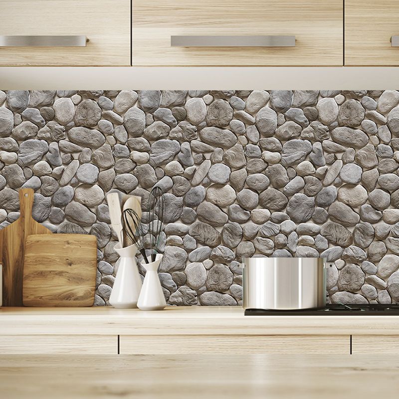 Self Adhesive Cobblestones Wallpaper 1 Piece PVC Industrial Wall Covering for Living Room