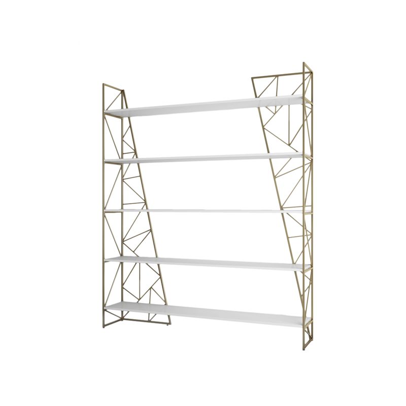 Metal White Bookcase Contemporary Open Back Shelf Bookcase for Bedroom